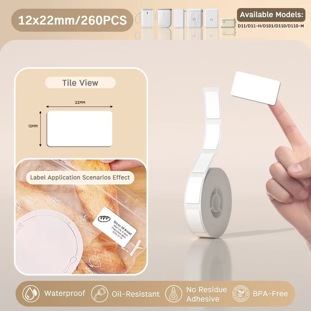 White Labels 12×22mm – 260pcs