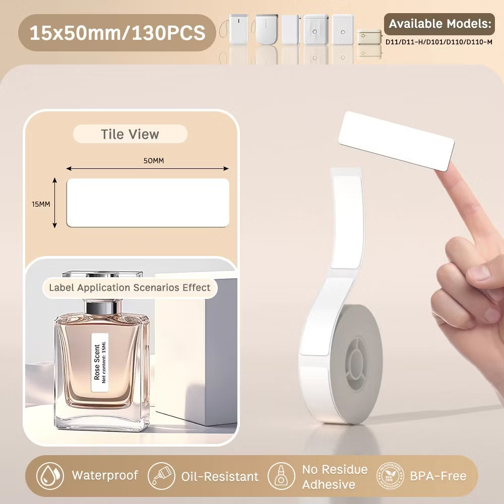 White Labels 15×50mm – 130pcs