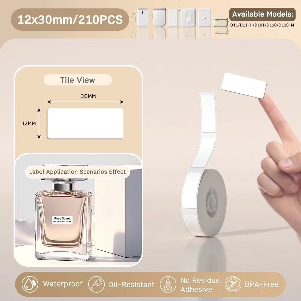 White Labels 12×30mm – 210pcs