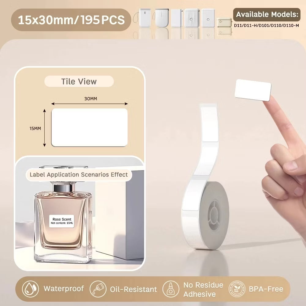 White Labels 15×30mm – 195pcs